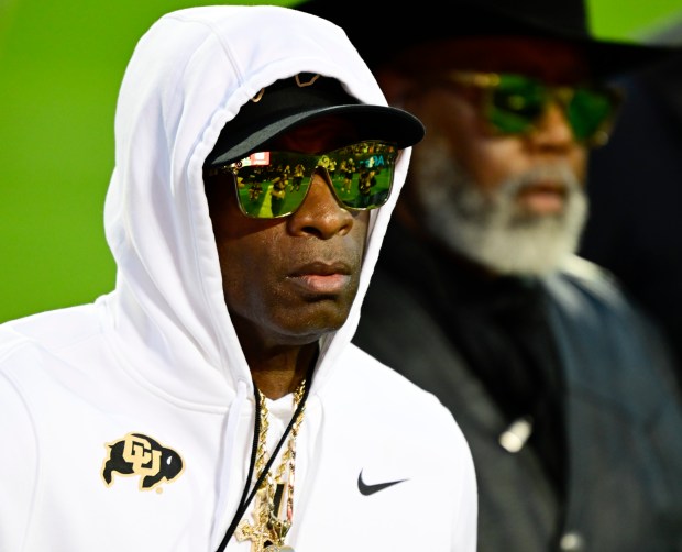 BOULDER, CO - SEPTEMBER 16: Colorado Buffaloes head coach Deion Sanders walks the sidelines before the Rocky Mountain Showdown against the Colorado State Rams at Folsom Field September 16, 2023. (Photo by Andy Cross/The Denver Post)