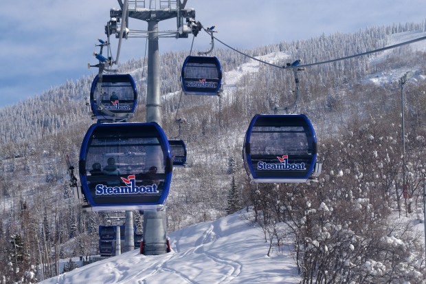 The first leg of the new 10-person Wild Blue Gondola at Steamboat Resort began operation last winter. This year it has been extended to the summit of the mountain, allowing visitors to get from the resort base to the top in just 13 minutes. Before this year, getting to the top required multiple lift rides. The Steamboat gondola continues to run from the base to Thunderhead at mid-mountain. (Steamboat Ski Resort)