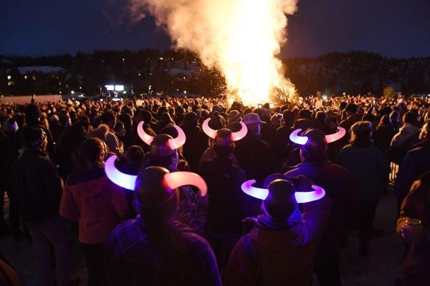 A large bonfire at the 56th annual Ullr Fest on Jan. 10. (Andy Cross, The Denver Post)