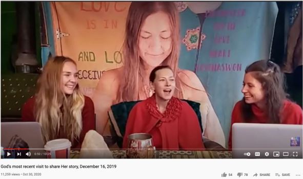 Amy Carlson, center, is seen in a YouTube video posted by Love Has Won last year. Carlson was the leader of Love Has Won and went by the name "Mother God."